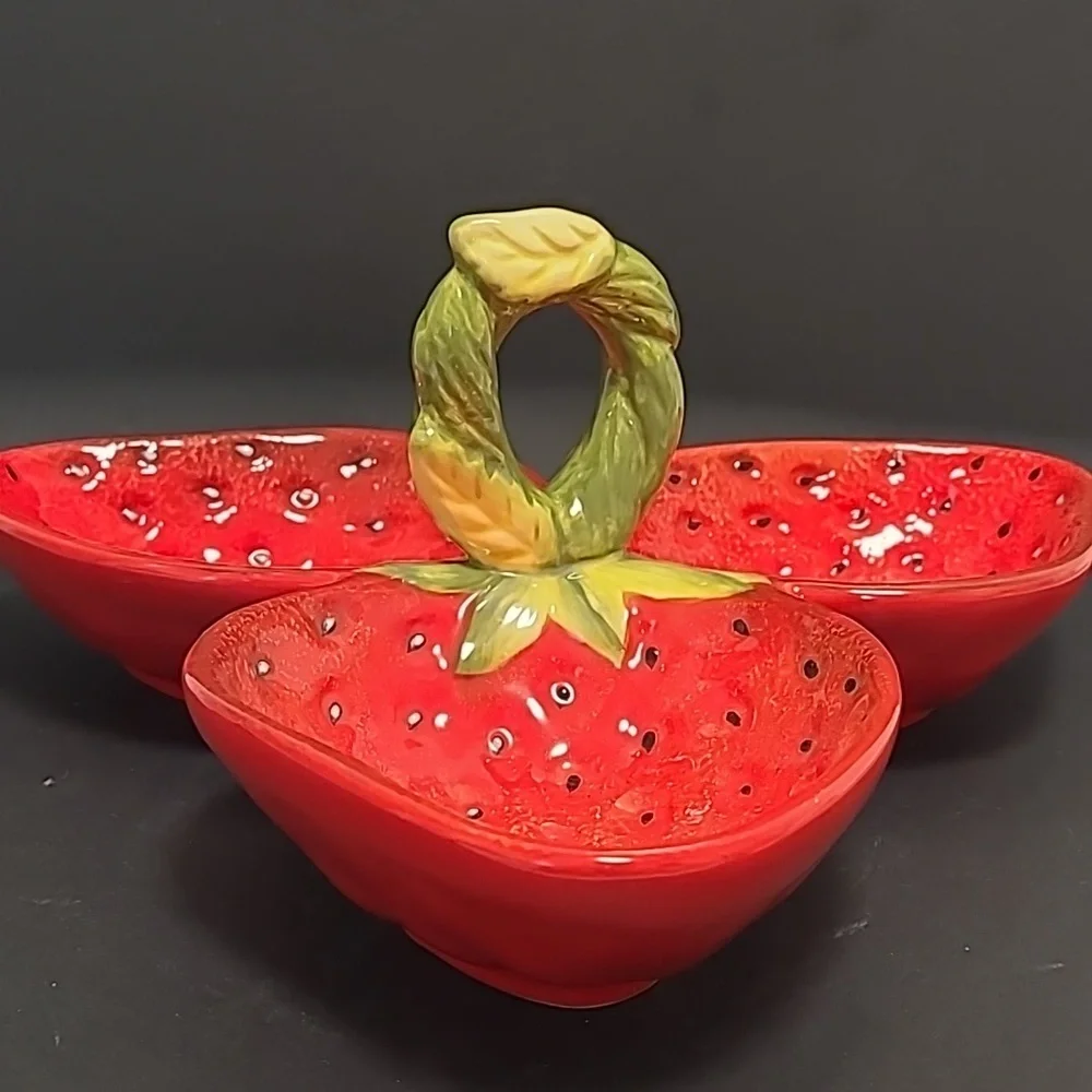 Vintage | Pier 1 Imports Straberry Trio Dish Serving Tray
